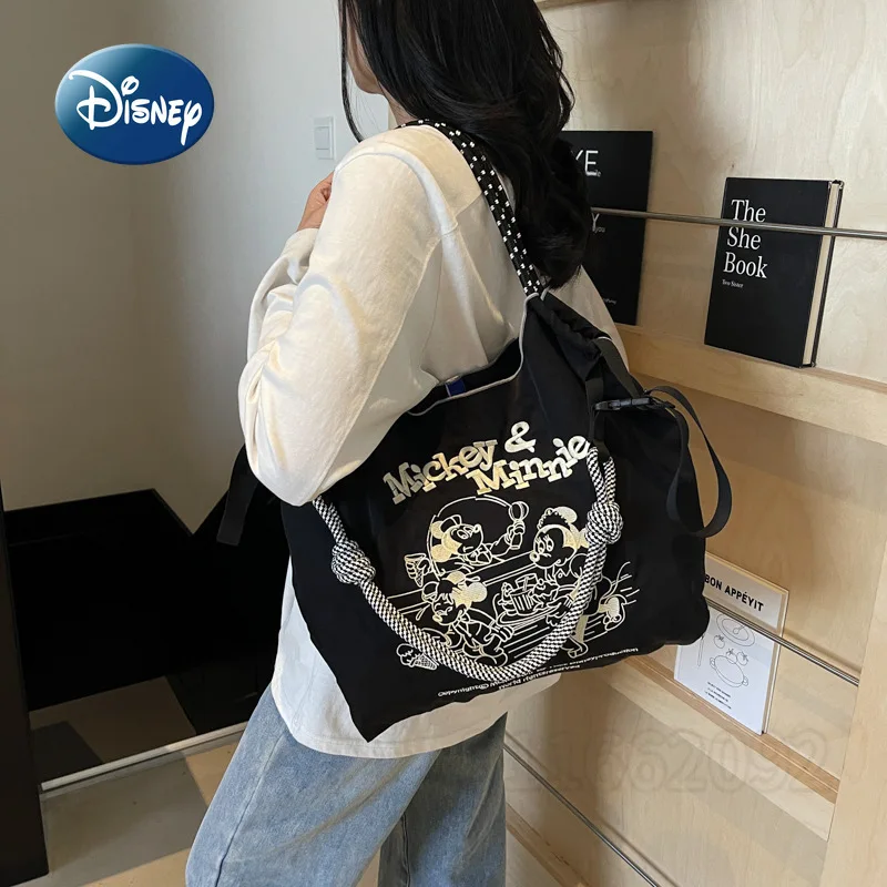 Nuevo bolso de hombro de Mickey de Disney para mujer, bolso de hombro tipo bandolera bordado de gran capacidad a la moda, bolso de mujer de dibujos animados