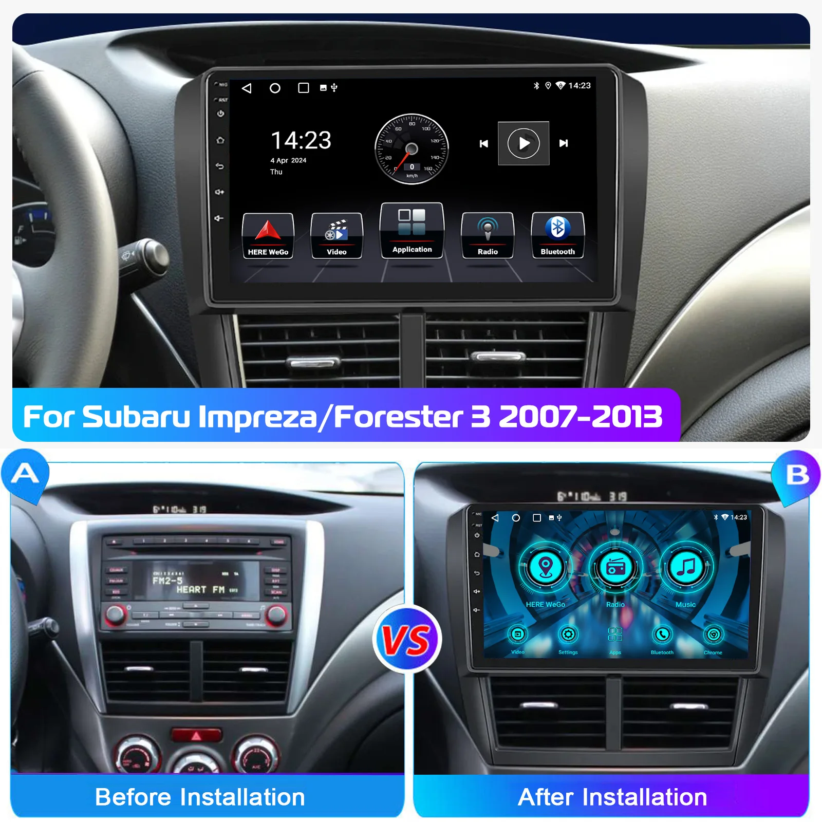أندرويد 15 راديو السيارة مشغل وسائط متعددة لسوبارو فورستر 3 SH WRX 2007-2013 لسوبارو امبريزا GH GE 2 Din GPS رئيس وحدة DSP #4