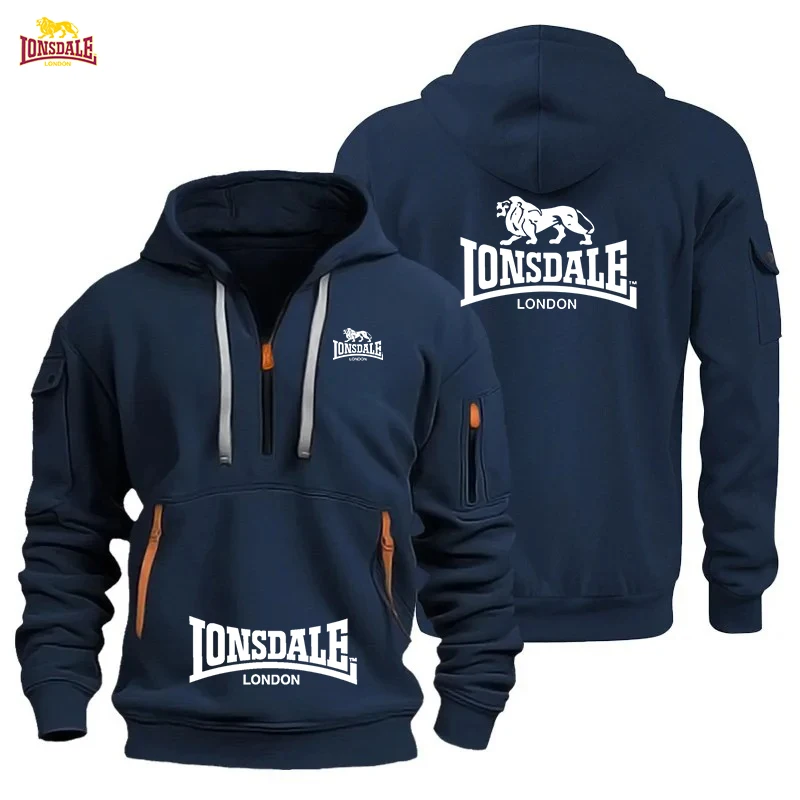 Men's Sporty Hooded Sweatshirt Polar Fleece Lined Longshdale Crossover Model for Autumn/Winter 2026 with Closure And Multiple Po