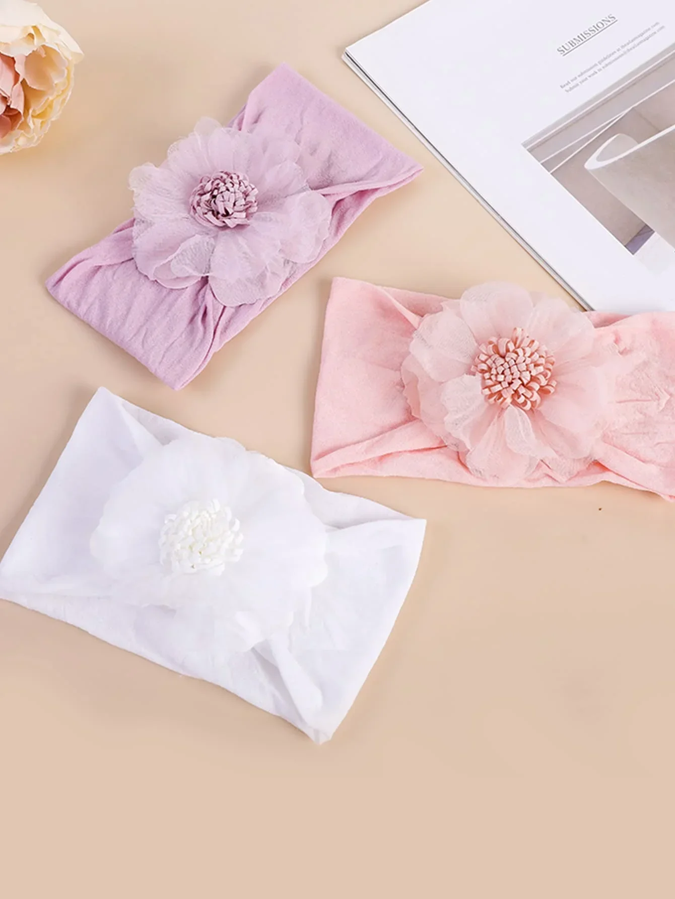 

3pcs Women Floral Decor Headband Elastic Hair Band