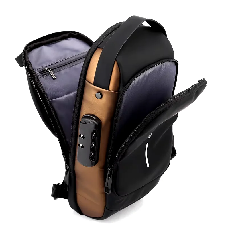 Men's Multifunction Anti-theft USB Shoulder Bag Password Lock Chest Bag Travel Sling Chest Bags Pack Messenger Pack for Male image 5