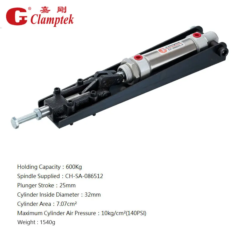 CH-30600HL-A Pneumatic Power Clamps  Inlet G1/8'' Plunger Stroke 25mm Holding Capacity 600Kg Push-Pull toggle Clamp