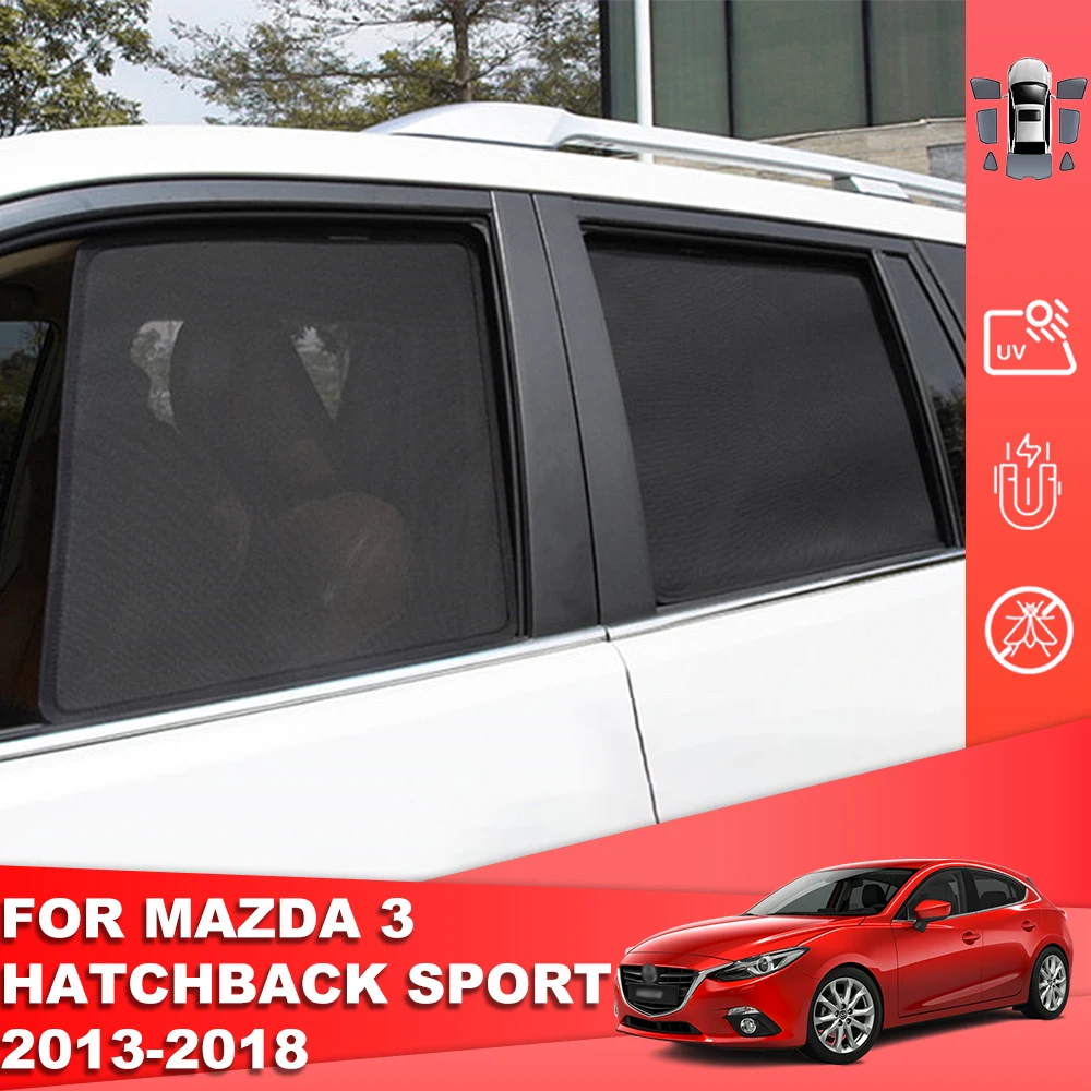 For Mazda 3 Mazda3 Hatchback MK3 2014-2018 Magnetic Car Sunshade Shield Front Windshield Curtain Rear Side Baby Window Sun Shade