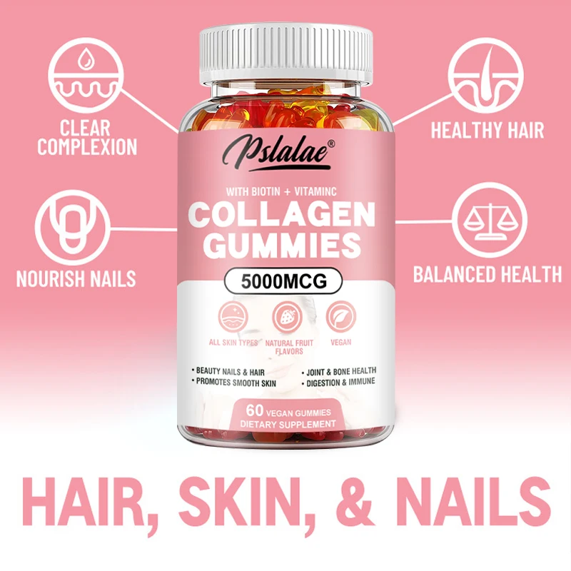 Collagen Gummies - with Biotin, Vitamin C - Supports Healthy Hair, Skin and Nails