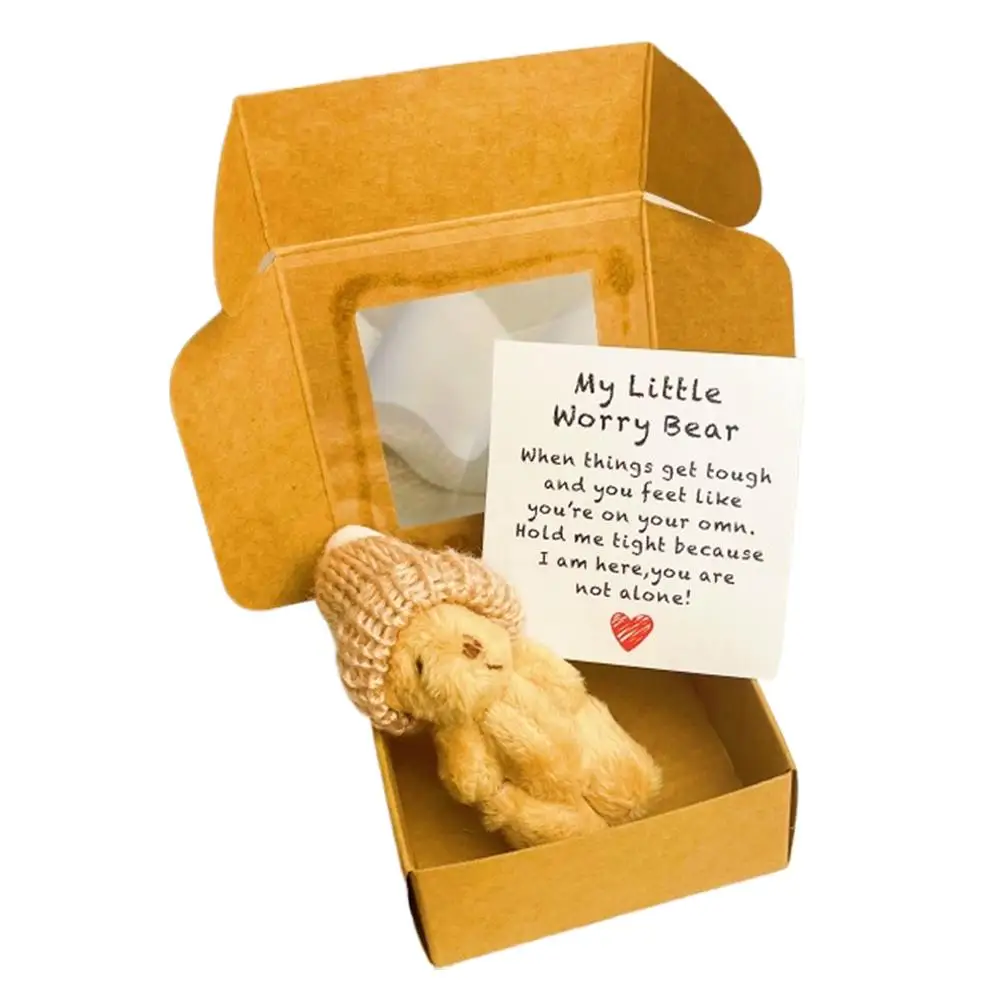 NUEVO oso de peluche de bolsillo Mini osos de peluche en caja, pequeños osos de bolsillo con tarjeta inspiradora, regalos de simpatía para el nacimiento de la graduación - AliExprs 15
