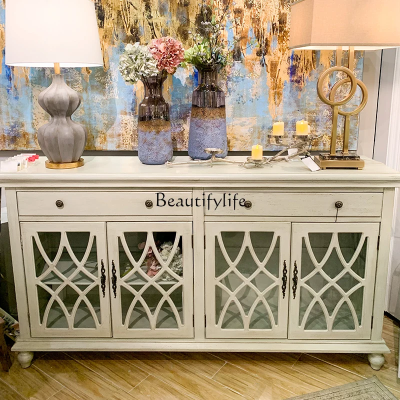 

04American side locker solid wood home wall living room entrance decorative cabinet