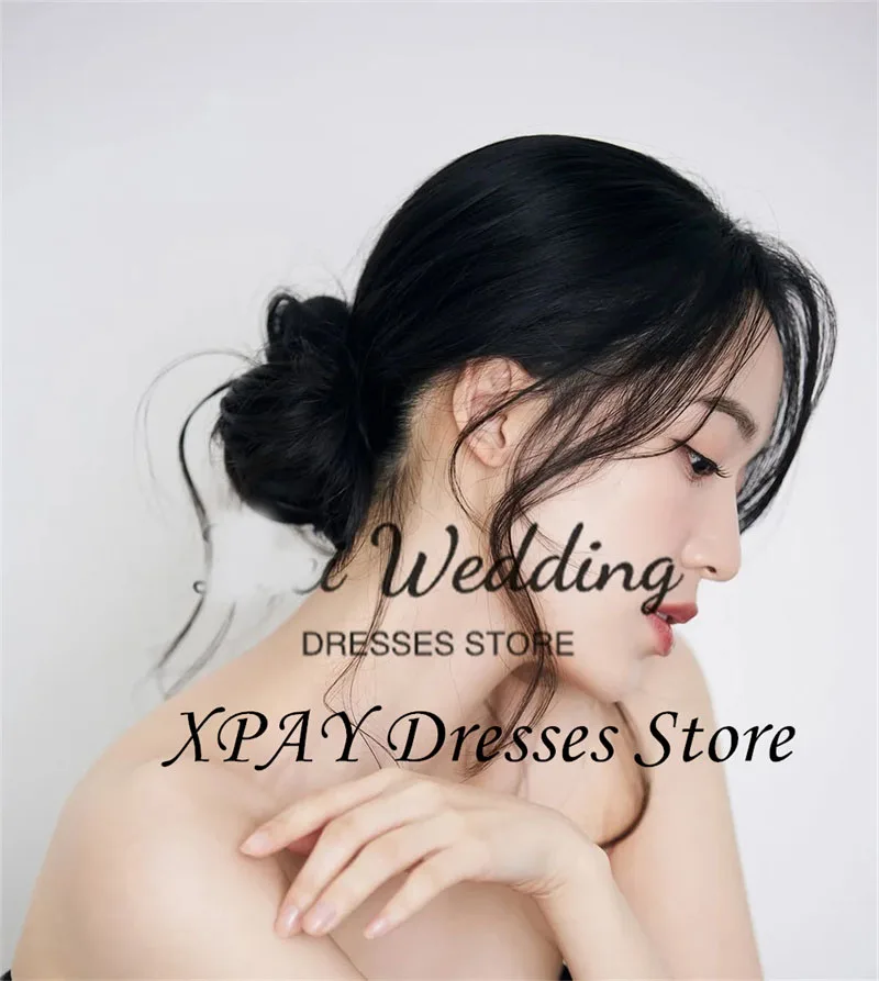 XPAY Fairy Black Tulle Wedding Dresses Korea Photo shoot Sweetheart Floor Length Bridal Gowns Corset Back Customized 2025