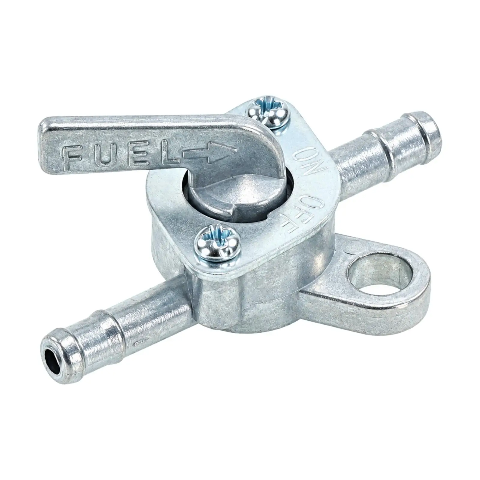 Motorcycle Fuel Valve Zinc Alloy Inline Petrol Shutoff Port with Two 6mm Hose Barb Fittings for ATV Dirt Bike Gas Tank