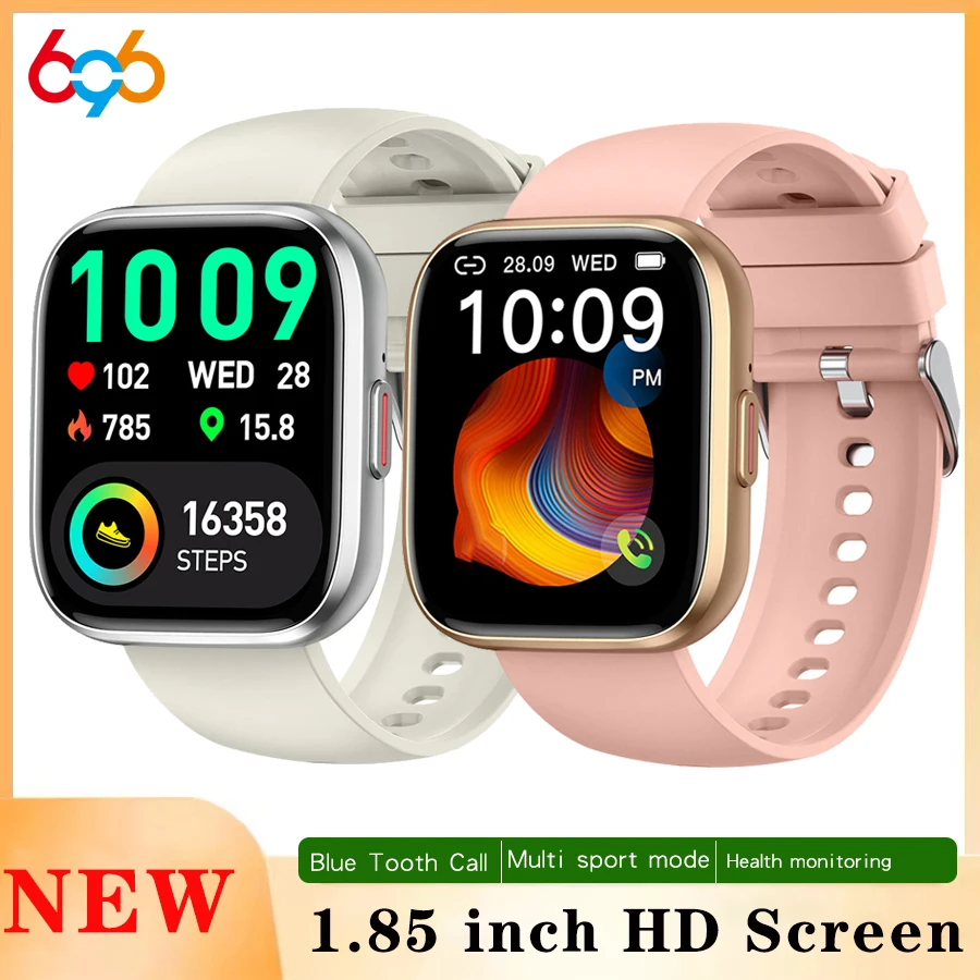 

2025 New Smartwatch 1.85" Men Women Heart Rate Blood Oxygen Health Smart Watch 100+ Sport Modes Music Blue Tooth Call Games