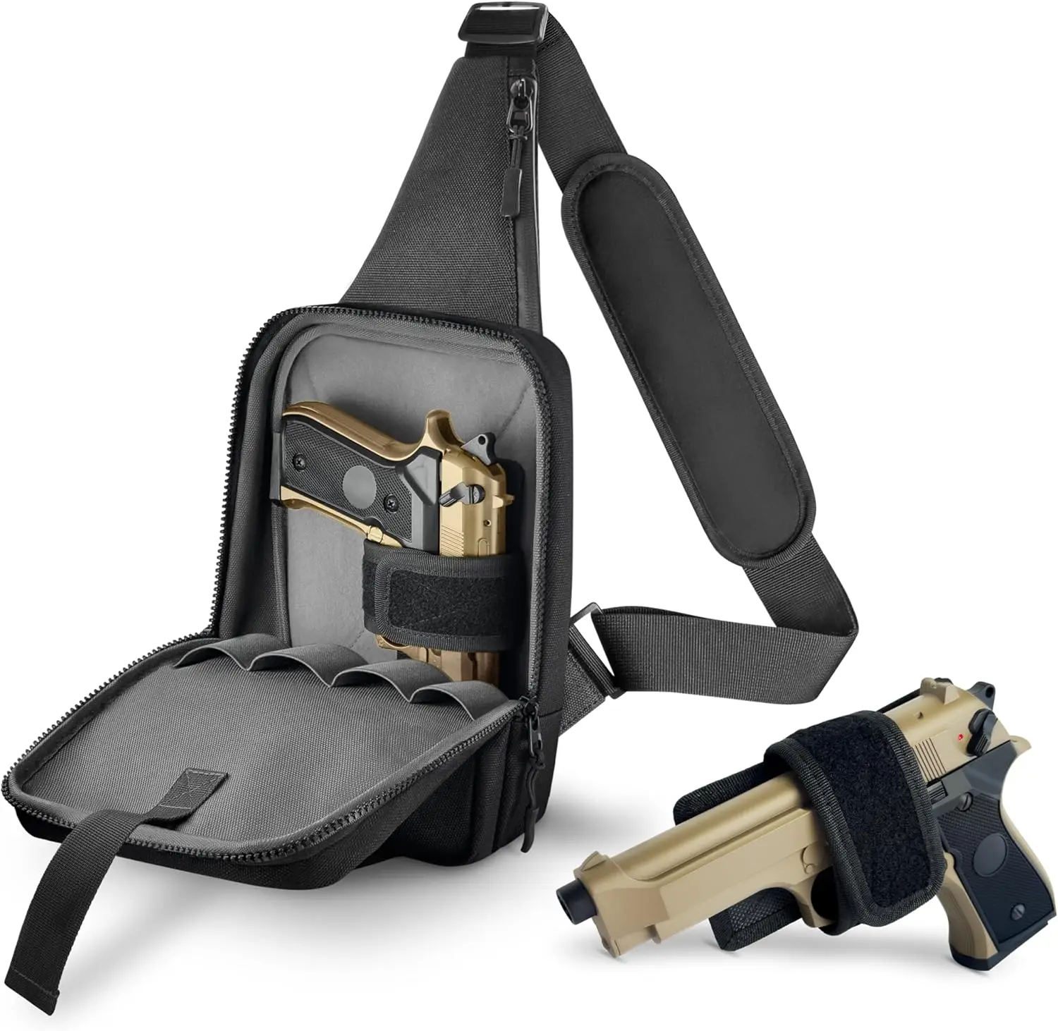 

Мужская сумка-слинг премиум-класса с быстрым доступом, водонепроницаемыми молниями и регулируемой кобурой