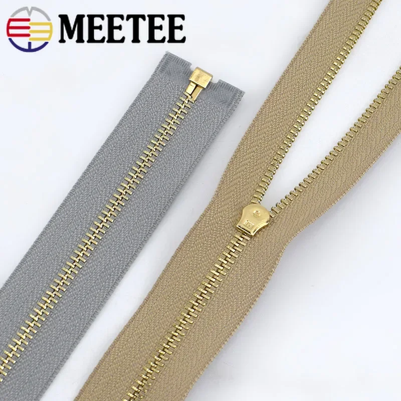 3Pcs Meetee 3# Metal Zippers 40/50/60/70cm Open-end Zip Gold Silver Teeth For Bags Jacket Garment Repair Sewing Accessories