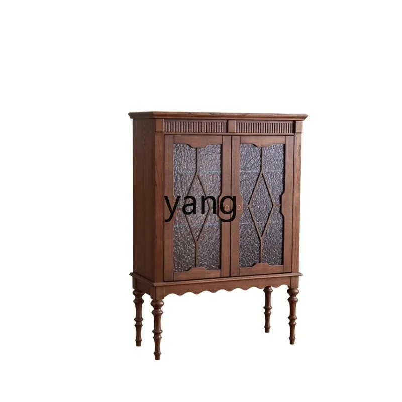 

LTT French solid wood dining side cabinet retro living room locker medium antique tea cabinet