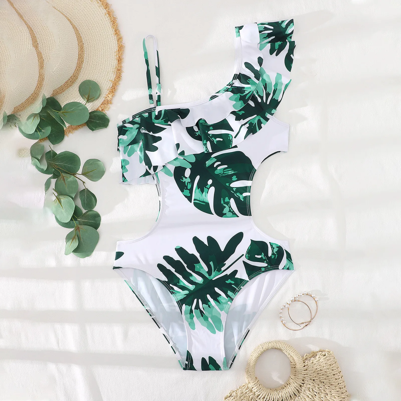 New Summer Women\'s Fashion Printed High Waist One Piece Sexy Bikini Beach Sea Dating Swimsuit for Beach Vacation Swim M-XL