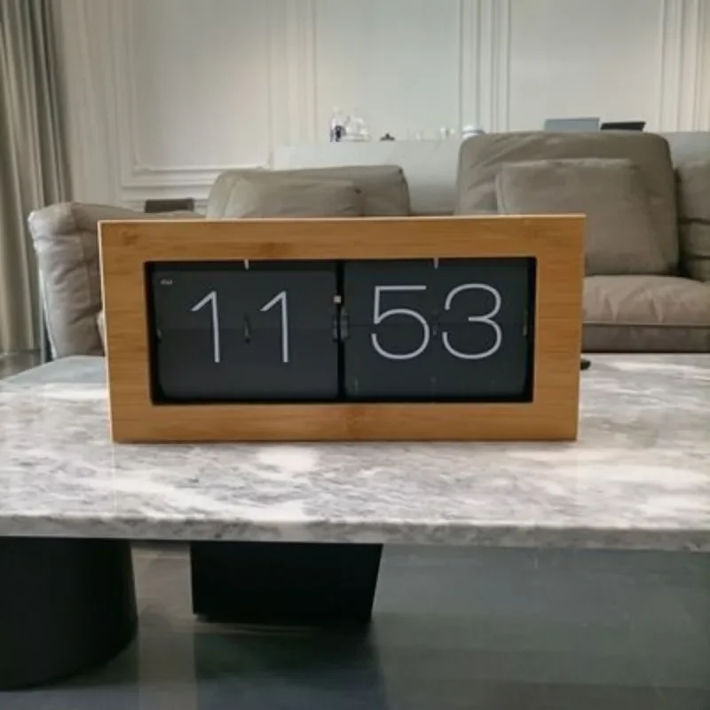 Automatic Page Turning Clock Vintage Mechanical Desk Clock for Home Office Decor, Simple Large Wall Clock