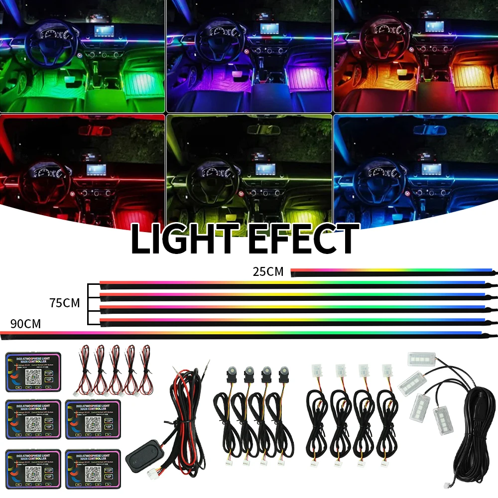 

18in1 Symphony Car Ambient Light RGB 18IN1 Universal Car Interior Led Strip Acrylic Backlight Guide Rainbow Auto Atmosphere Lamp