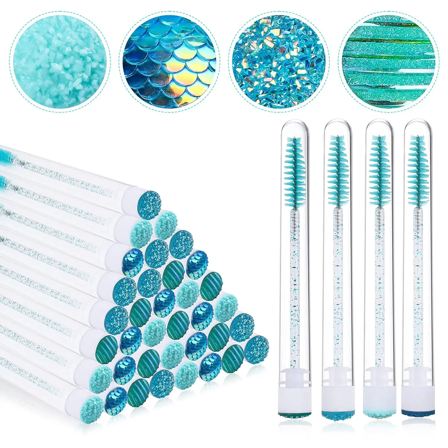 Brosse à cils jetable bleue, 40 pièces, brosse à cils en diamant, bâton de cils, Tube d'hygiène, outils de maquillage, fournitures d'extension de cils