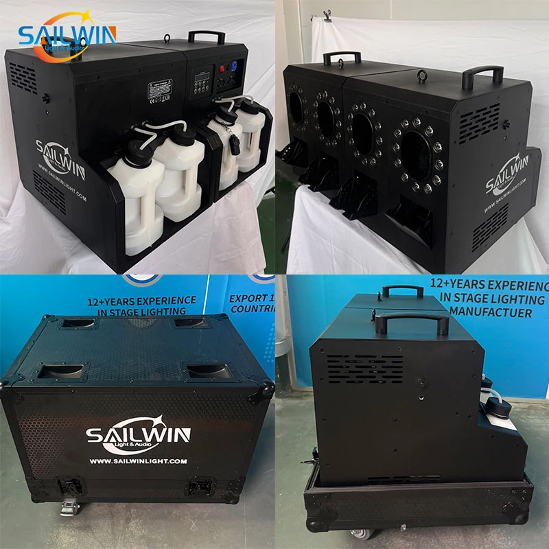 Sailwin 무대 조명, 4 홀, 3000W 28x3W RGBW 4IN1 LED 링 2, 연기 기계 및 버블 기계, 파티 제초 무대용