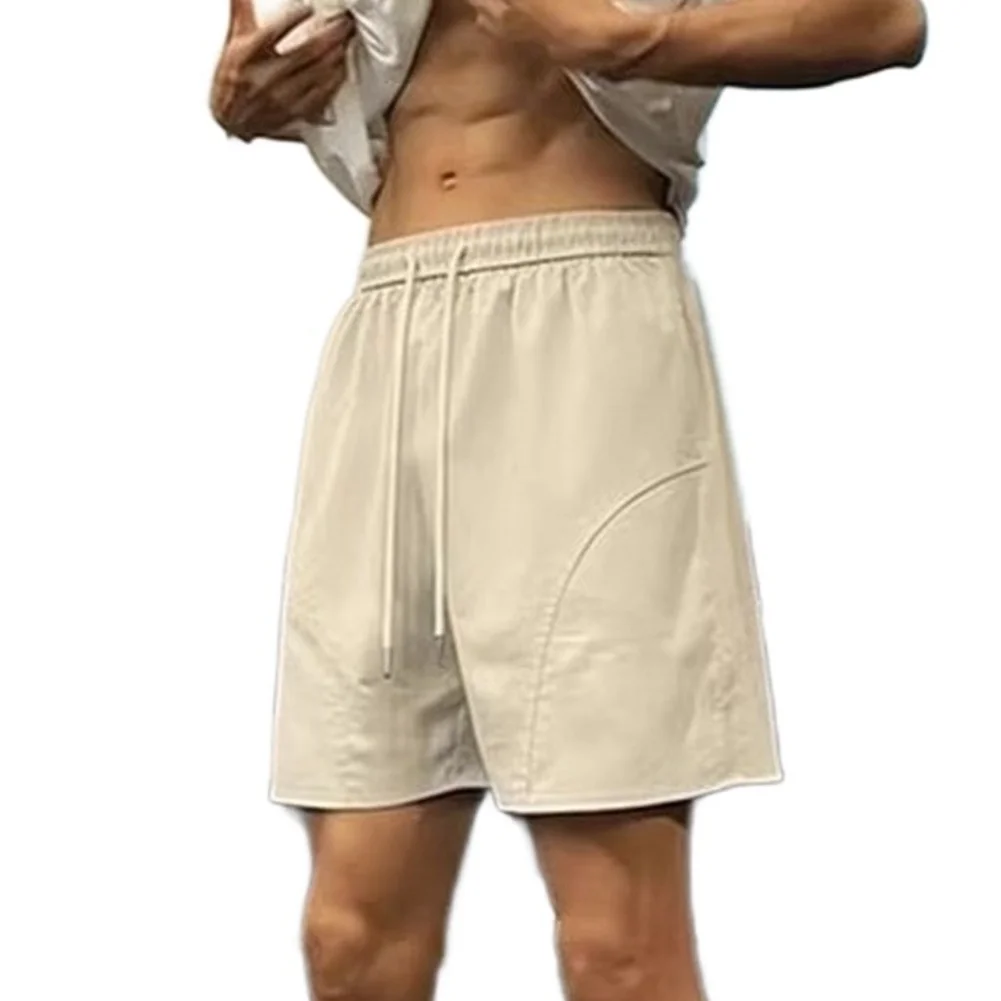 Men's Summer Five Quarter Pants Breathable Loose Fit Solid Color Casual Sport Shorts for Gym Outdoor Use M 3XL