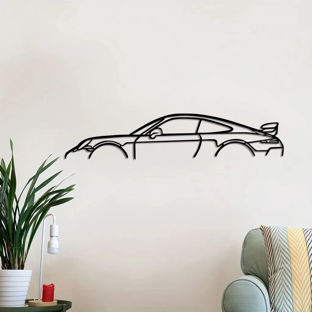 2D 1pc 911GT3 Metal Silhouette Wall Art, Creative Iron Craft Home Decor, Indoor/Outdoor Garage Wall Hanging, Garage Wall Decor