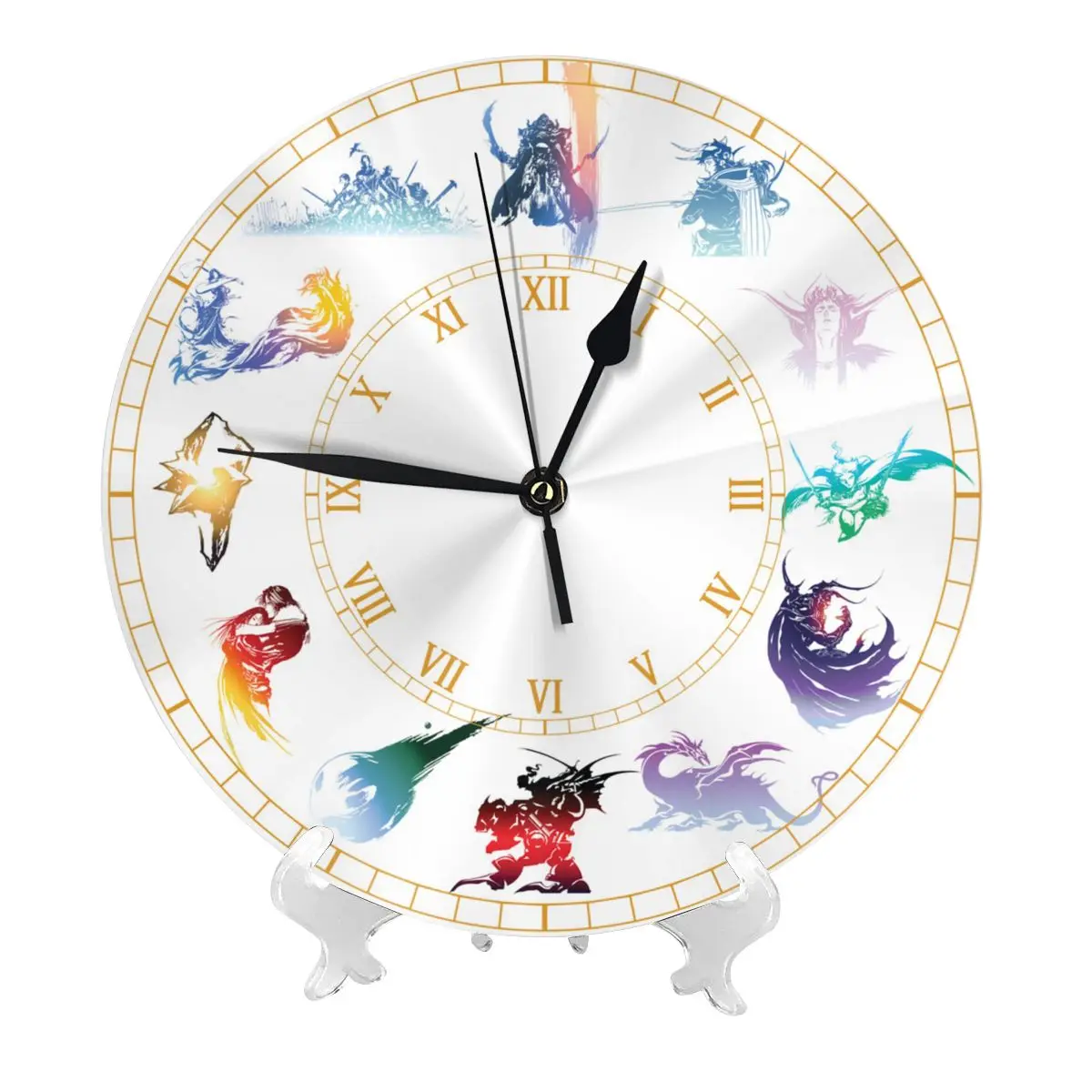 Final Fantasy Logo Clock Modern Simple and Wall Hung Clock for Study Bedroom Living Room Bathroom