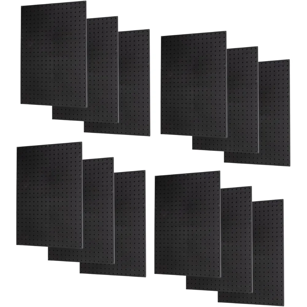 Pegboard Panels Garage Organization 12 ea Black Peg Board Panel Set Tool Organizer Crafts Shop Home Office Garage