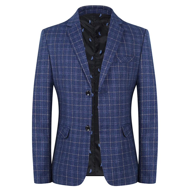 

Classic Plaid Mens Suits Jackets Single-Breasted British Style Blazer Formal Vintage Prom Slim Fit Jackets Lapels Wedding Grooms