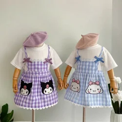 Kawaii Anime Sanrioed Kuromi Hellokitty Cinnamoroll My Melody Girl Dress manica corta Princess Dress Cute Sweet bretella Dress