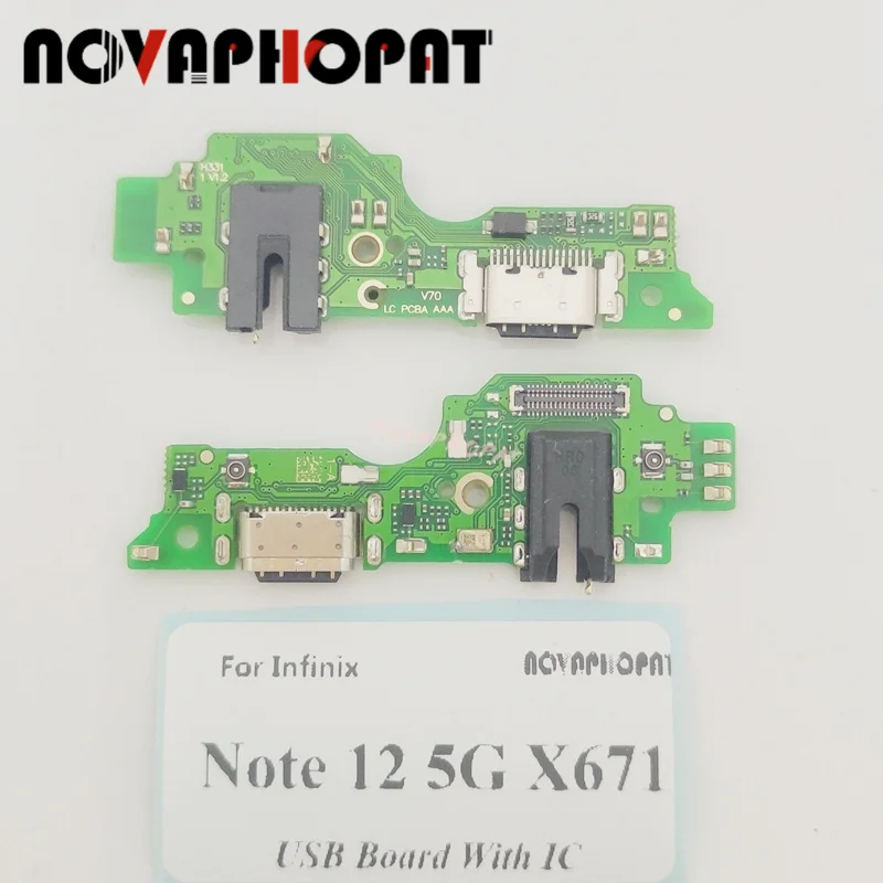 For infinix Note 12 5G X671 / Note 12 Pro 5G X671B USB Dock Charger Port Headphone Audio Jack Microphone Charging Board With IC