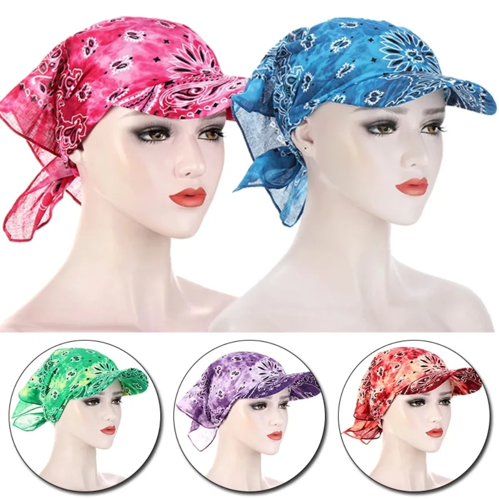 New Polyester Printed Turban Hat Headscarf Baseball Caps Tie-dye Sunscreen Hat Headpiece Hedging Cap Women