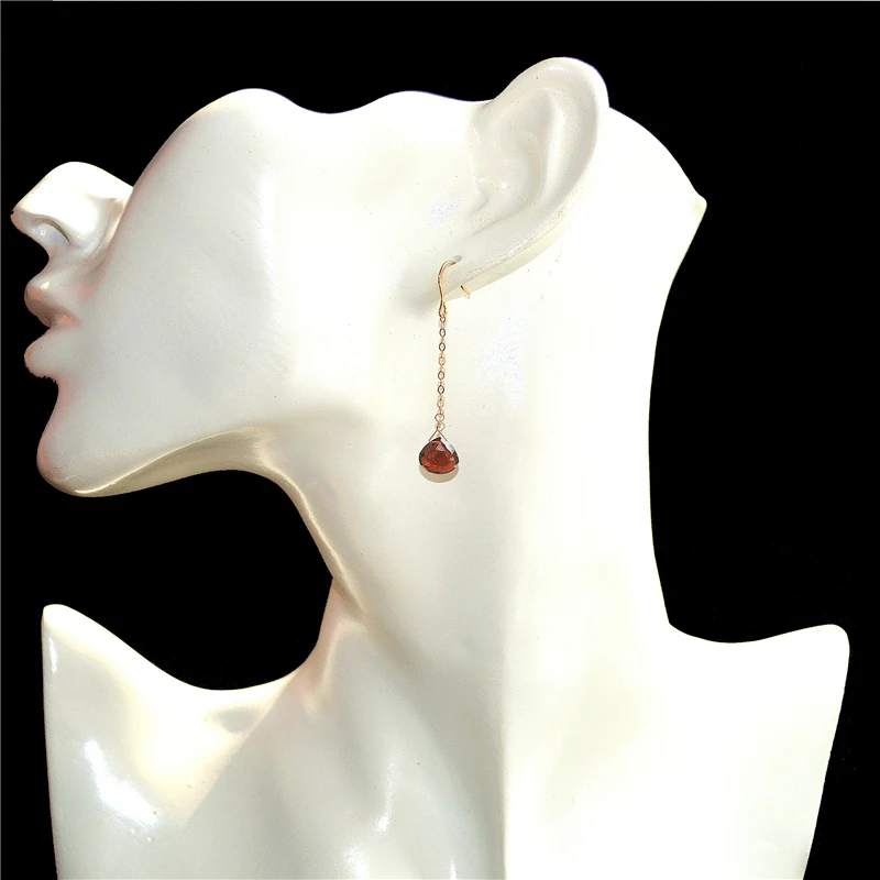 Lii Ji Garnet Drop Earrings 14K Gold Filled Women Earrings 5