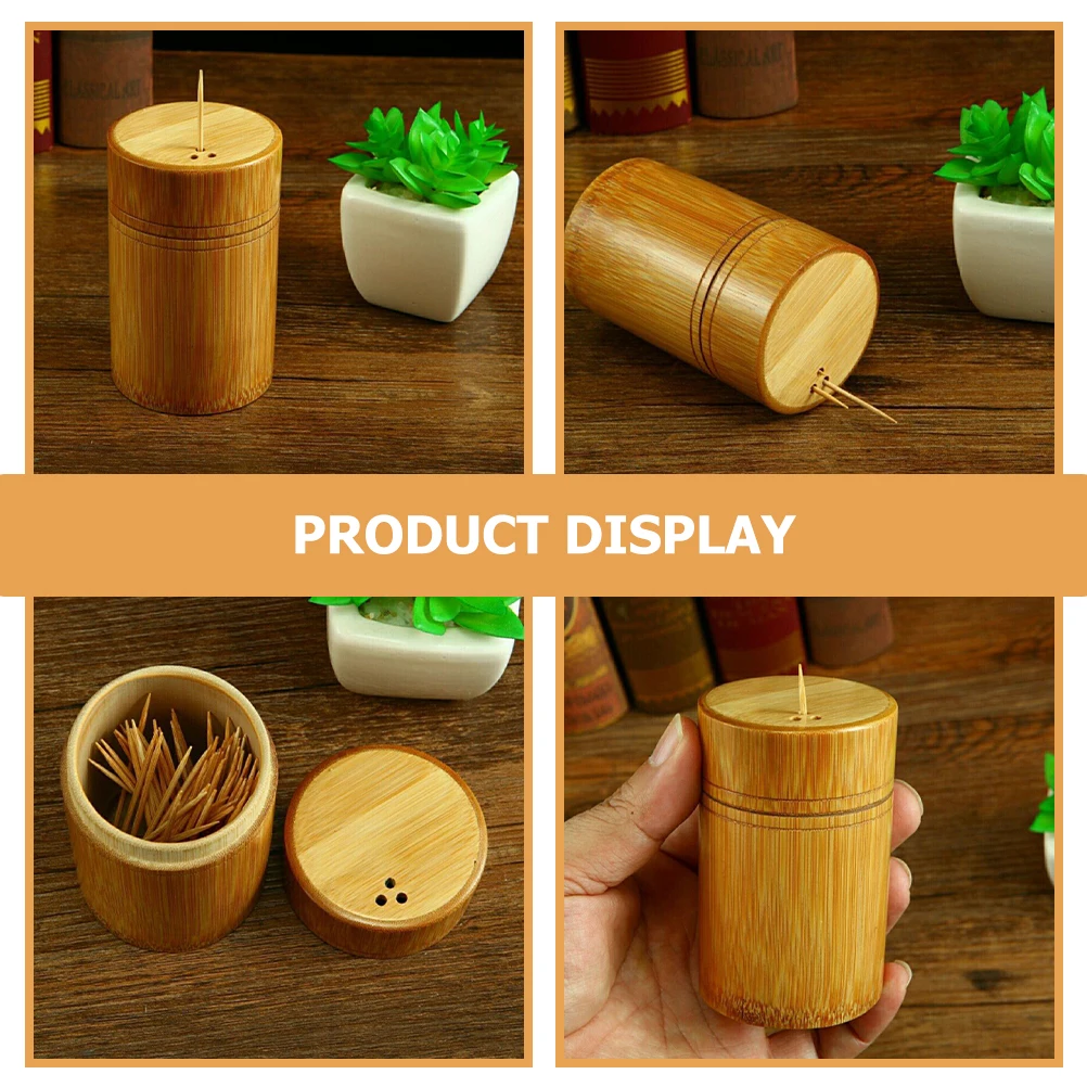 

Bamboo Toothpick Holder Reusable Fine Workmanship Storage Box Container Toothpick Case Dispenser Ideal Home Office Cafe