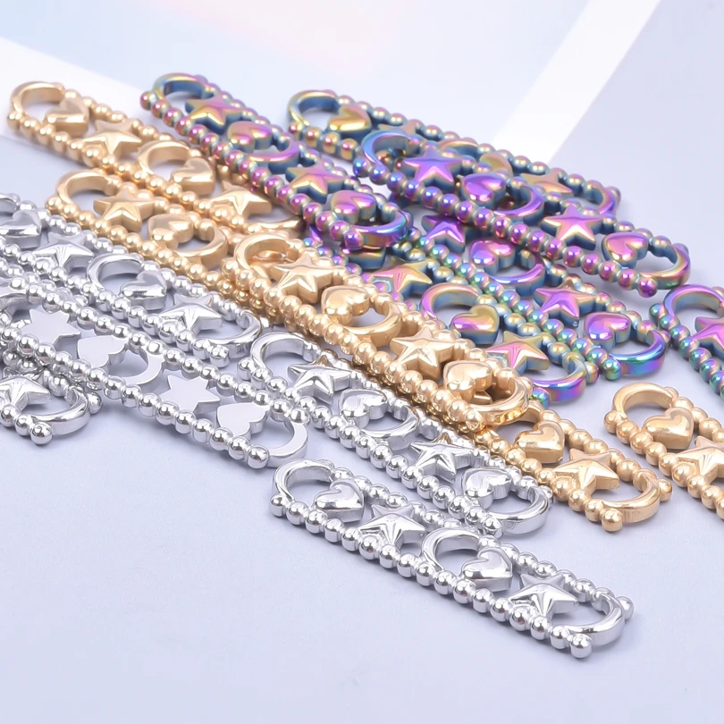 

6/12pcs Sun Moon Star Double Ring Stainless Steel Connector Non Fading Accessorie Diy Necklace Bracelet Connector Jewelry Crafts