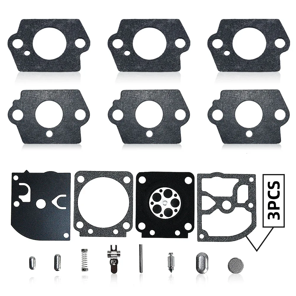 3x kit de reparo de reconstrução de carburador para Stihl FS55 FS120 FS200 FS250 FS300 FS350 SH55 SH85 BG 45 46 55 65 85 Trimme Zama RB-89 Carb