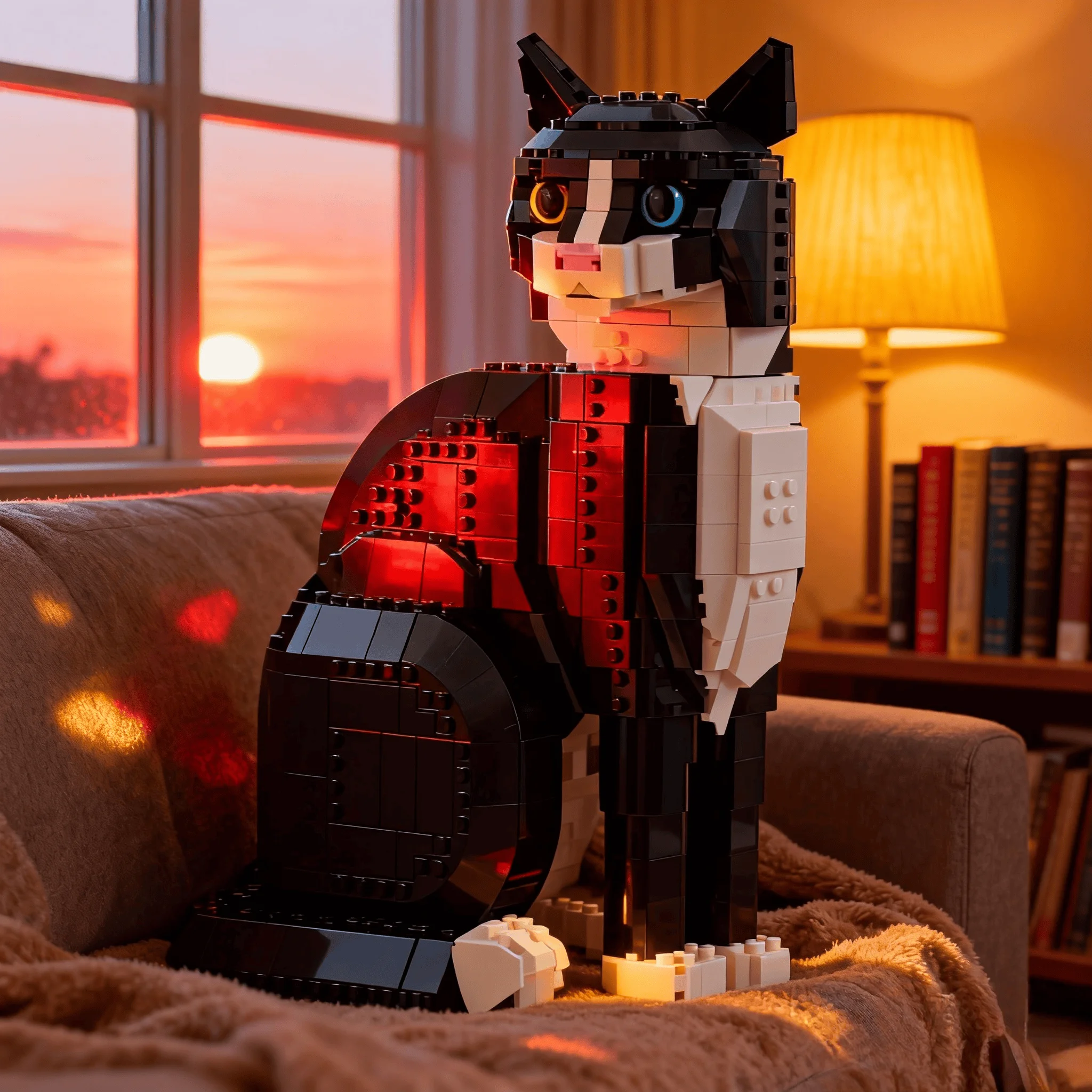 2026-new-moc-home-decoration-1710pcs-building-funny-cute-cats-building-new-black-and-white-cow-cats-modular-assembly-brick-assem