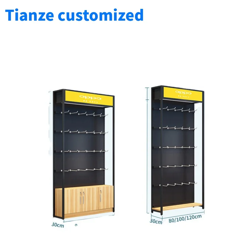 （customized）Hot Sale New style Wood and Steel Miniso Store Shelf Wall Display Stand Shelving Grocery