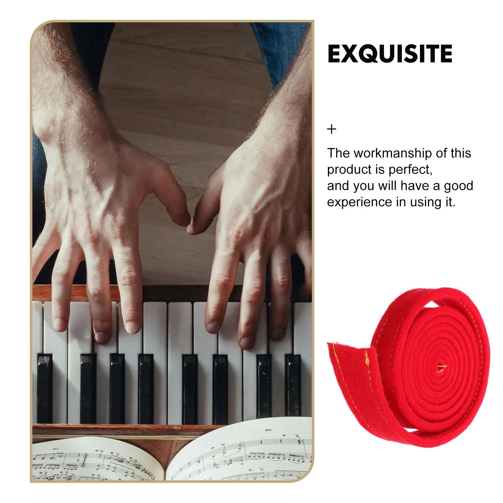 

Red Piano Tuning Mute Belt Wool Felt Silent Key Cover Replacement Parts Accessories Strap Spanner Tool Temperament for Pianos