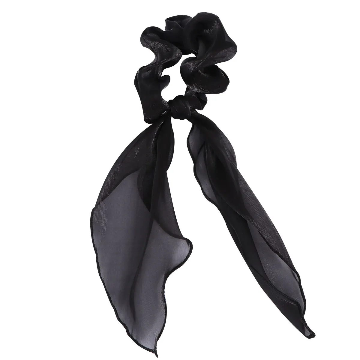 2Pcs Hair Rope Satin Elastic Solid Color Long Cloth Bands Ponytail Holders Hair Ties for Women Ponytail Holder