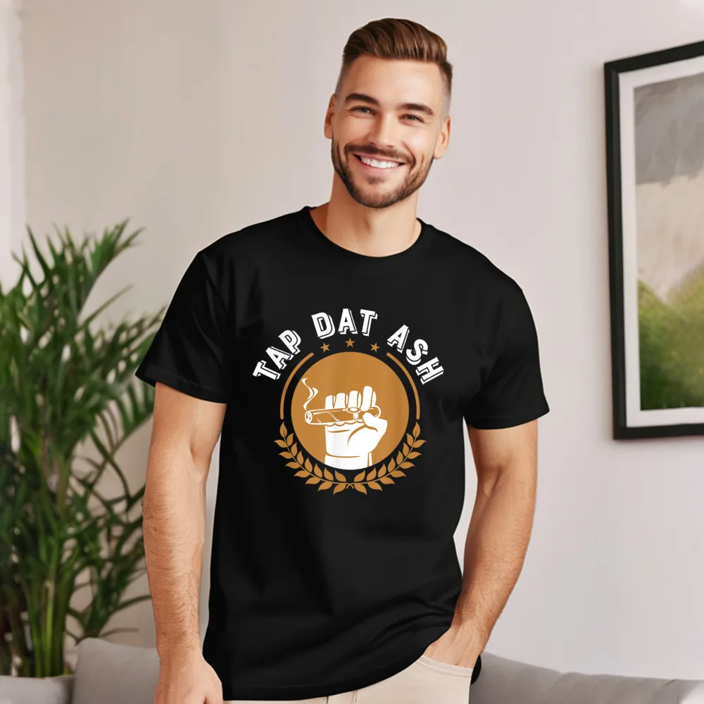 Combed cotton Mens Short Sleeve Humorous Smoke Cigar Smoker Quote T-shirts Party Tops Tees Loose Hip hop Crew Neck Tee-Shirts
