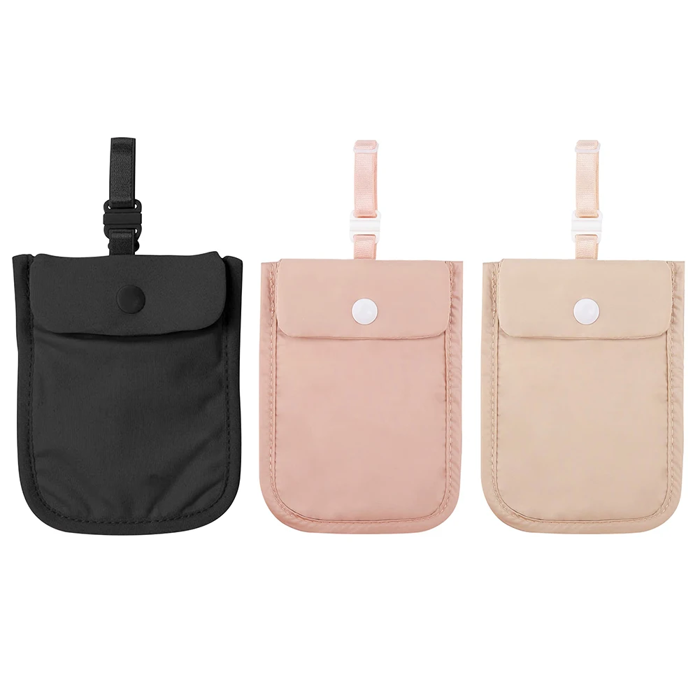 Women Coin Pouch Solid Color Travel Bra Wallet Flap Clasp Secret Travel Wallet Pickpocket Belt Cotton for Money Valuables