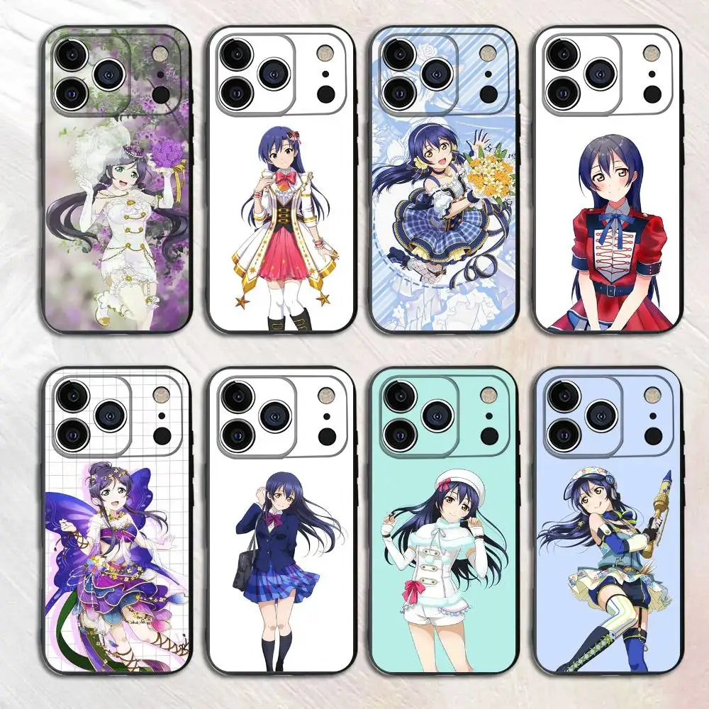 Capa de Silicone Antichoque Macia Anime Cute U-Umi S-Sonoda para iPhone 17, 16, 15, 14, 13, 12 X XS Plus Pro Max