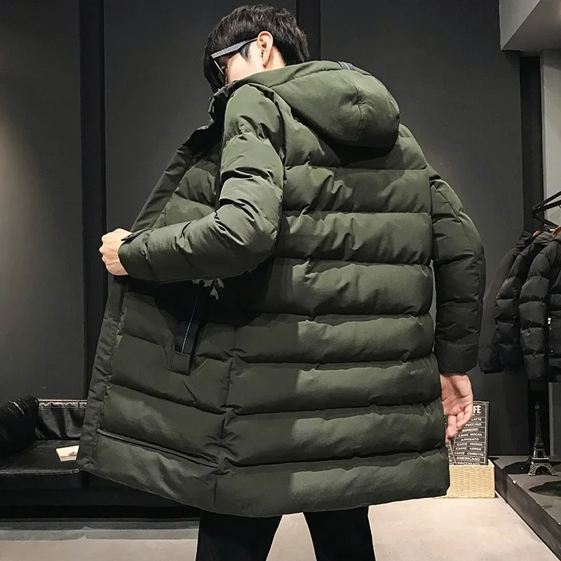 Piumini lunghi da uomo di alta qualità cappotti invernali Chaquetas con cappuccio Casual Winter ParkasMale verde caldo parka cappotti taglia 4XL