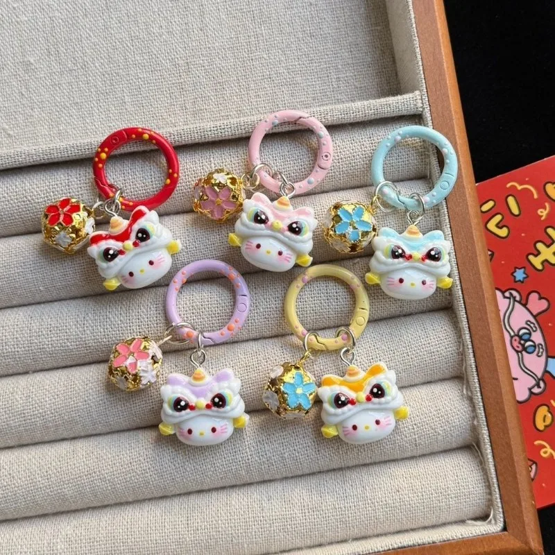 

Creative Design Cartoon Lion Dance Cute New Year Keychain Bell Kawaii Pendant for Girls Couple BFF Bag Accessories Small Gift