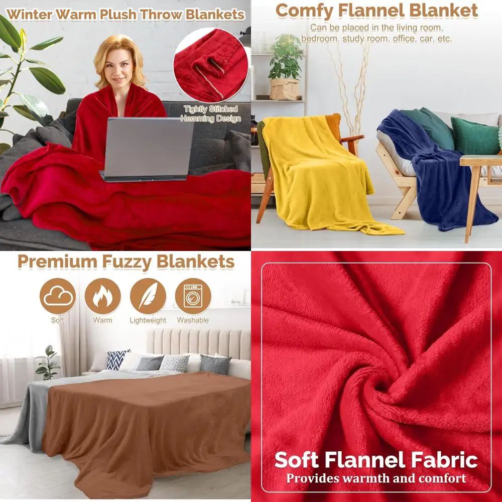 

Bulk Pack of 10 Cozy Fleece Throw Blankets, 50x60 Inches, Soft Flannel for Sofa, Couch, Bed, Warmth for Weddings, Parties, and G