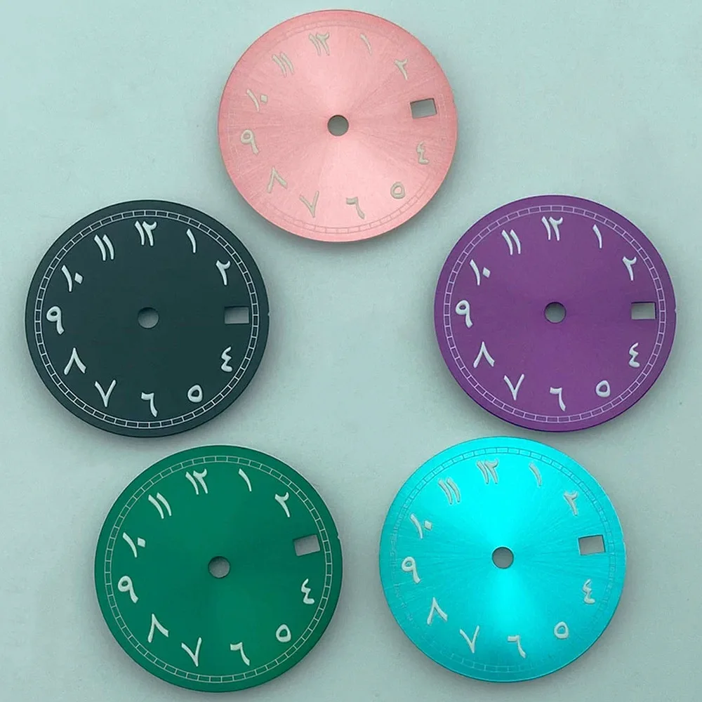 Custom LOGO Luxury 29mm Dial Green Fluorescent Arabic Numerals Suitable for NH35/NH36 Movement Watch Modification Accessories