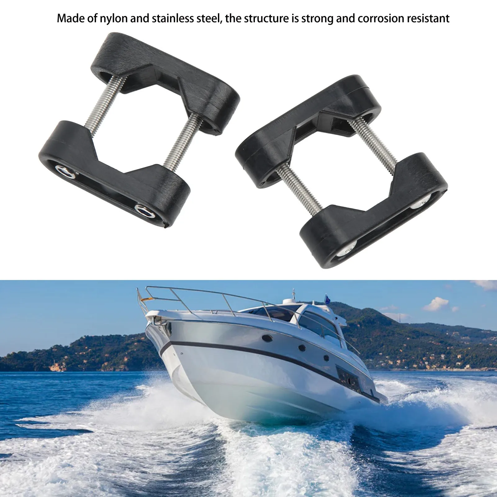 D5 2PCS Marine Nylon Rails Pipe Clamp Corrosion Resistant Smoother Finish Strong Structure Nylon Flagpole Marine Hardware Yacht