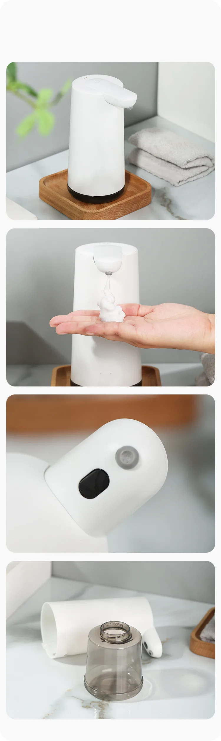 自動タッチレスセンサー浴室用ソープディスペンサー、液体石鹸用自動フォームハンドソープ消毒剤ディスペンサー