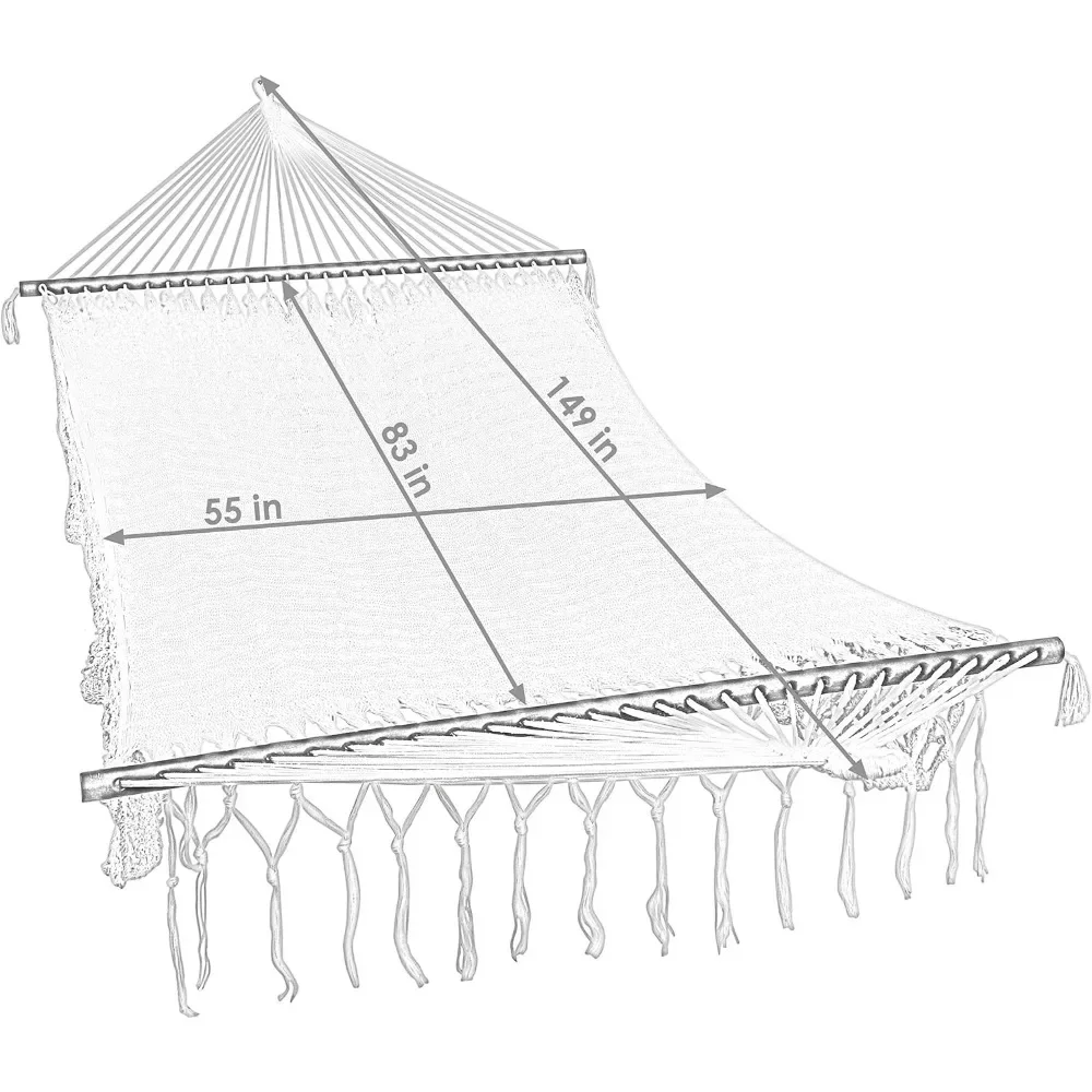 Deluxe Handwoven American Style Cotton Hammock -770-Pound Weight Capacity