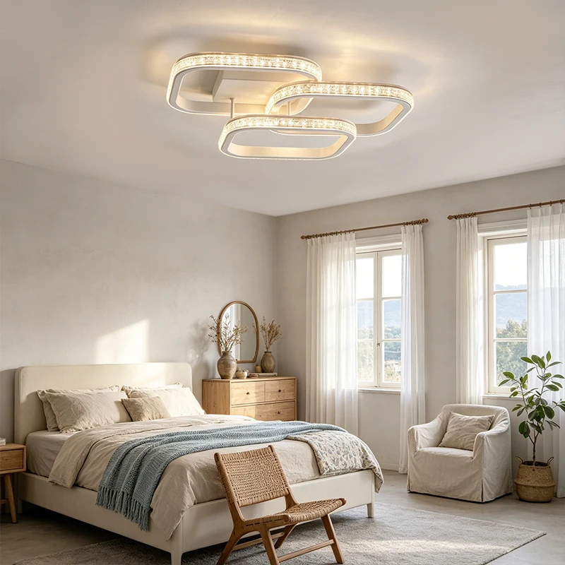 Modern Style Iron Ceiling lamp Industrial style Square Combination lamp Sparkling light 3-Color light Black/White AC 220V