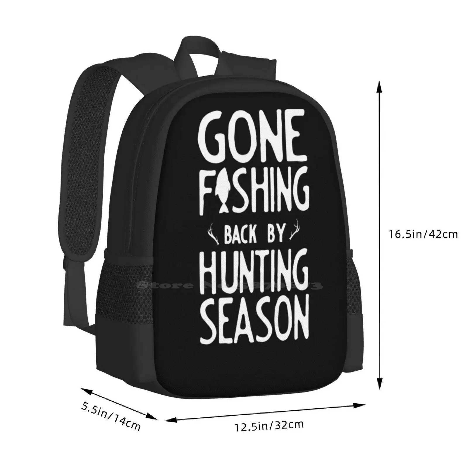 One Fishing Gone Back By Hunting Season Schoolbag, Bolsas de moda, pesca, pescador, caça, caçador, ao ar livre, venda quente