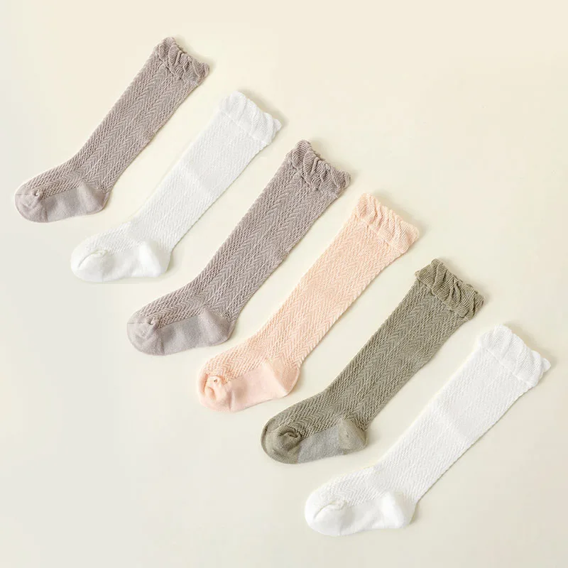 MILANCEL Spring Toddler Cute Hollow Out Mesh Socks Infant Solid Color Thin Style Stocking